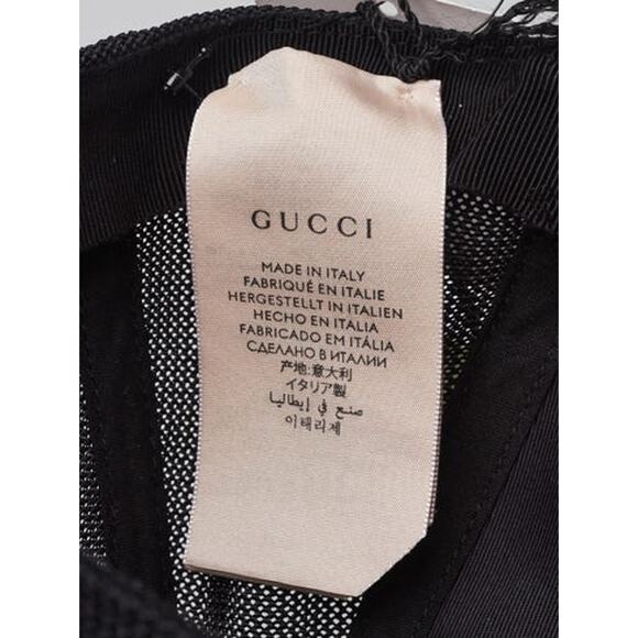 Gucci Black Perforated Leather Mesh GG Baseball Hat S sz main image 7